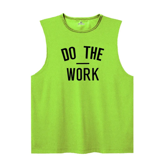 Men's Gym Clothing DO THE WORK Printed Sports Quick Dry Bodybuilding Shirts Casual Breathable Mesh O-neck Muscle Fitness Vests