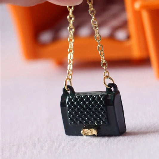 Fashion Miniature Bag For Doll Clothes Accessories Chain Handbag Lady Leather Bag Purse Accessories Dollhouse Girls Gift Toys