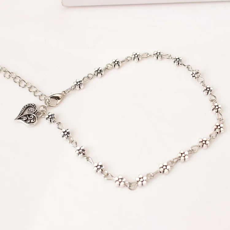 New Fashion Women Silver Color Bead Chain Anklet Ankle Bracelet Barefoot Sandal Beach Foot Jewelry Fashion Accessory