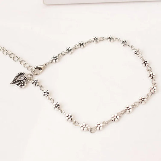 New Fashion Women Silver Color Bead Chain Anklet Ankle Bracelet Barefoot Sandal Beach Foot Jewelry Fashion Accessory