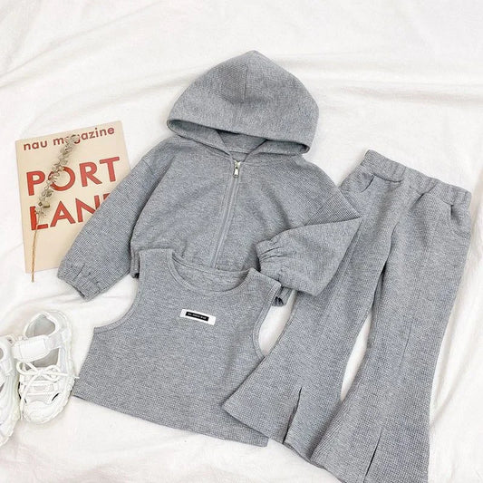Children's Clothing Sets Hoodie+ Tank Top + Bell-bottoms 3Pcs Sets Kids Clothes Girls Baby Girl Outfit Set Kids Boutique Clothes