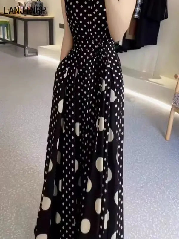 Women's clothing 2025 summer high-end coffee break French formal settings red polka dot dress women