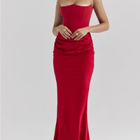 One Shoulder Pleated Bodysuit Dress Belle & Voile 