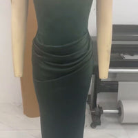 One Shoulder Pleated Bodysuit Dress Belle & Voile Green Ver1 / S