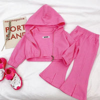 Children's Clothing Sets Hoodie+ Tank Top + Bell-bottoms 3Pcs Sets Kids Clothes Girls Baby Girl Outfit Set Kids Boutique Clothes