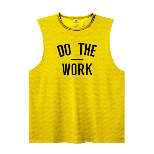 Men's Gym Clothing DO THE WORK Printed Sports Quick Dry Bodybuilding Shirts Casual Breathable Mesh O-neck Muscle Fitness Vests