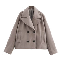 Women's Clothing 2026 Early Autumn New Versatile Double Breasted Large Lapel Design Short Suit Jacket