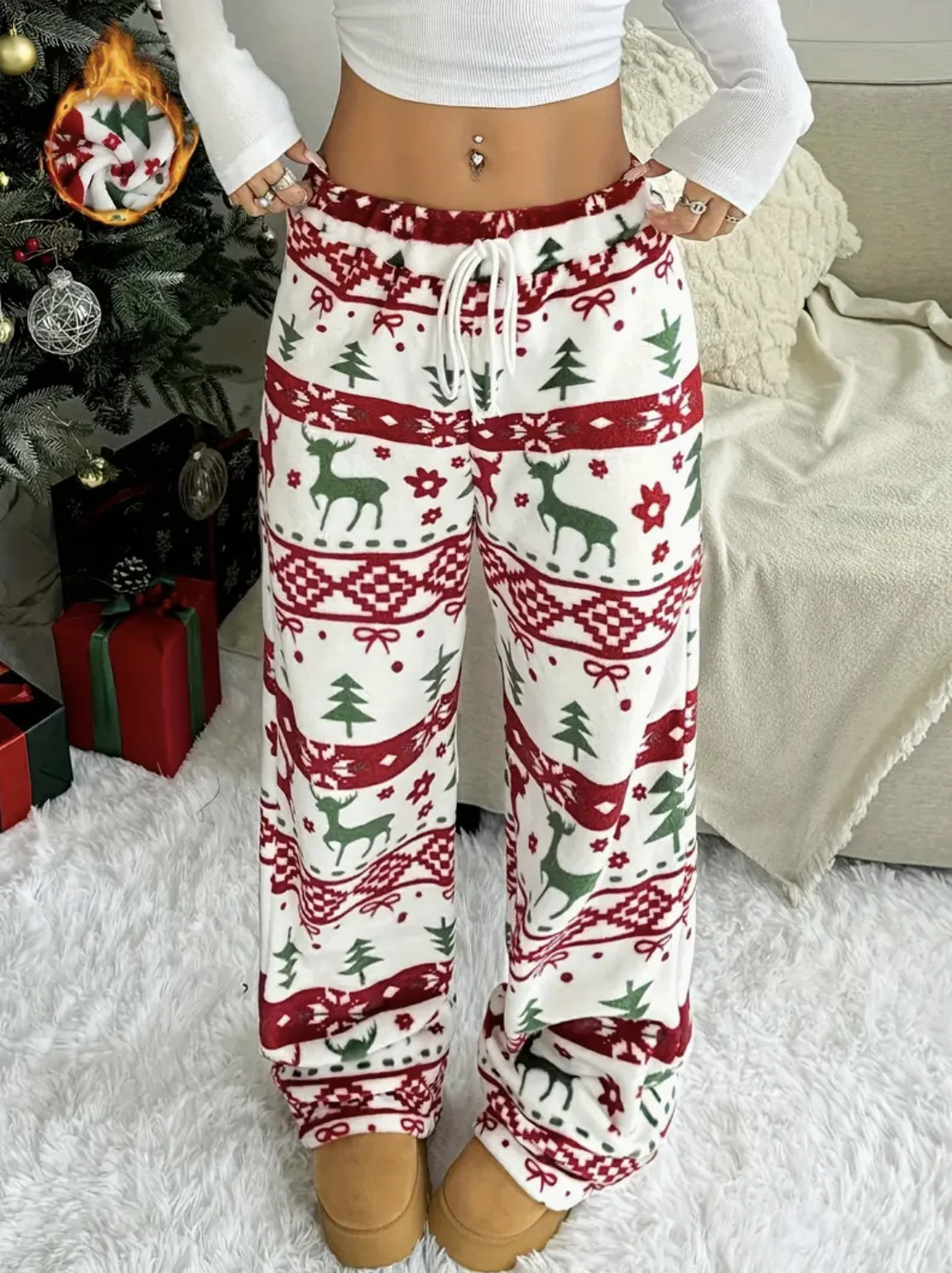 Women's clothing elegant casual fashionable outdoor sports warm home, elastic autumn and winter long pants Women's clothing
