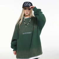 Men Clothing High street New Trend Heavy Industry Washed Embroidered Antique-style Sweatshirt for men and women