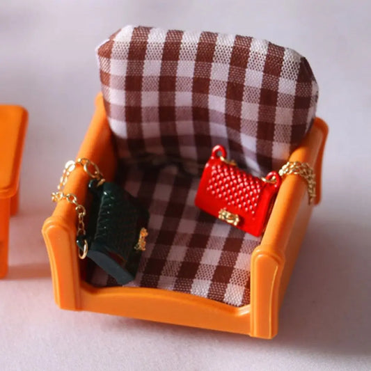 Fashion Miniature Bag For Doll Clothes  Accessories Chain Handbag Lady Leather Bag Purse Accessories Dollhouse Girls Gift Toys