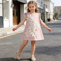 Children's Clothing Summer Casual Baby Girls Outfits Flower Vest Princess Dress For Toddler Kids Wedding Birthday Party Clothes