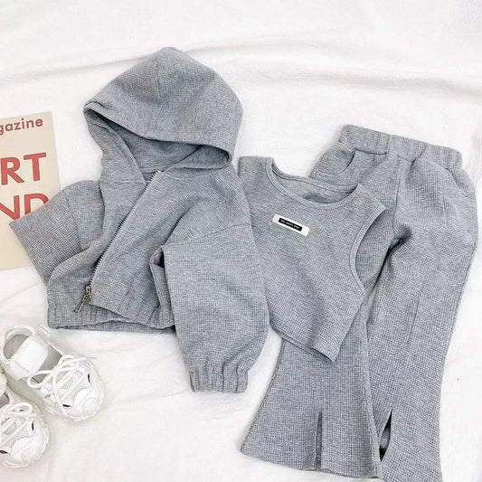 Children's Clothing Sets Hoodie+ Tank Top + Bell-bottoms 3Pcs Sets Kids Clothes Girls Baby Girl Outfit Set Kids Boutique Clothes