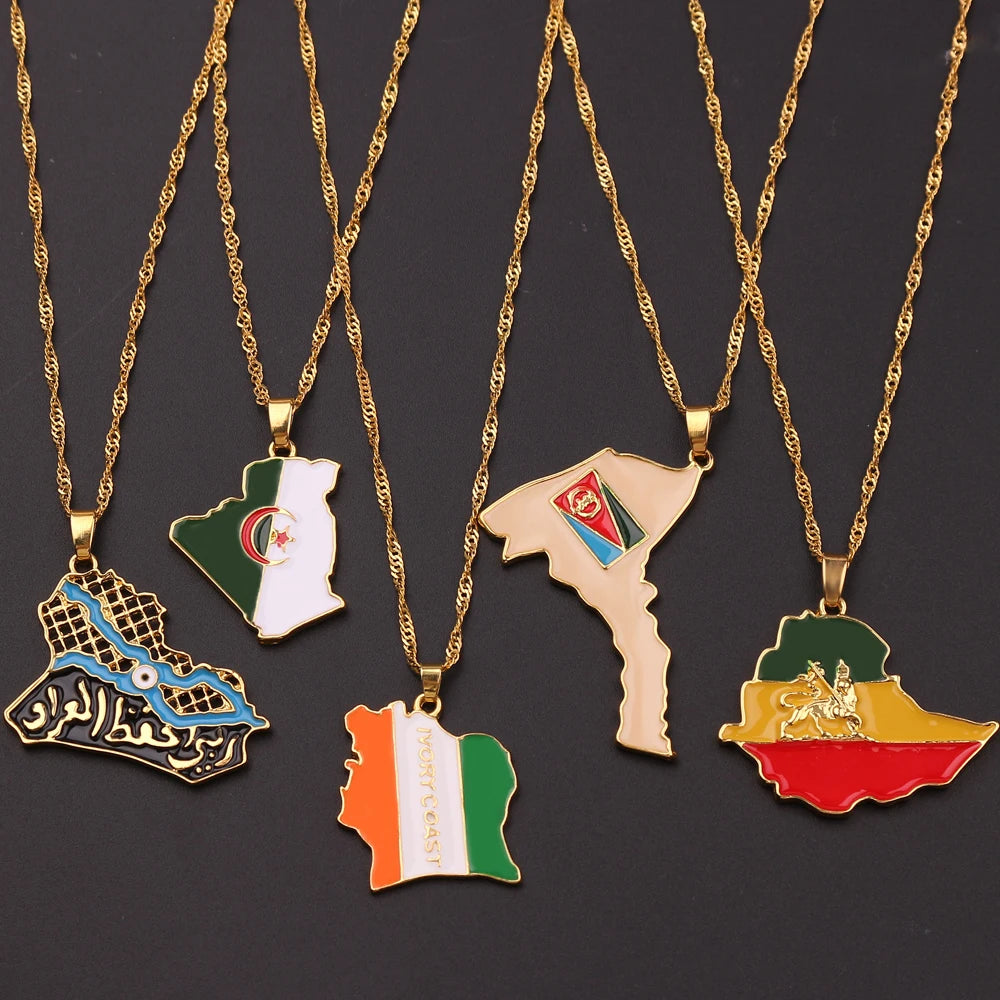 Fashion Trend World Map Necklace Creative personality Pendant Jewelry for Women And Men Popular Accessory