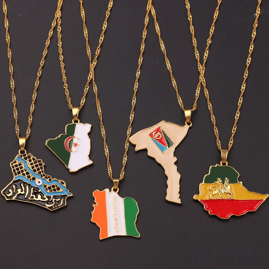 Fashion Trend World Map Necklace Creative personality Pendant Jewelry for Women And Men Popular Accessory