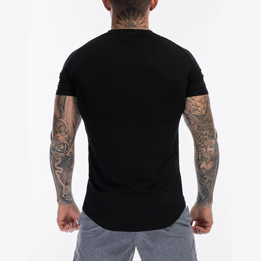 Plain Clothing Fashion T Shirt Men Cotton Breathable Fitness Mens Short Sleeve T-shirt Gym Tshirt Summer Tight Tee Shirt Homme
