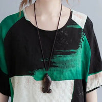 Women Clothing 2025 New Summer Clothing New Style Retro Loose Cotton Linen Short-sleeved T-shirt Top