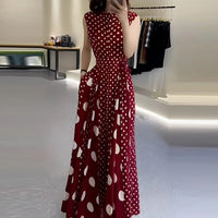 Women's clothing 2025 summer high-end  coffee break French formal settings red polka dot dress women