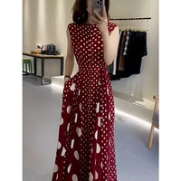 Women's clothing 2025 summer high-end  coffee break French formal settings red polka dot dress women