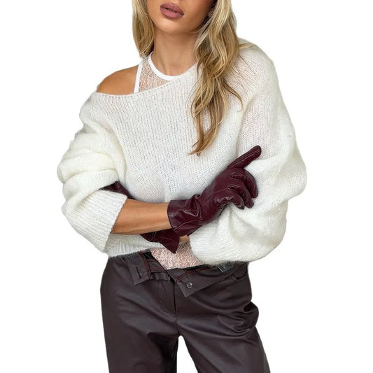 Women's Clothing 2025 Autumn New Item Sweet and Fresh Loose Round Neck Long Sleeved Knitted Sweater Top