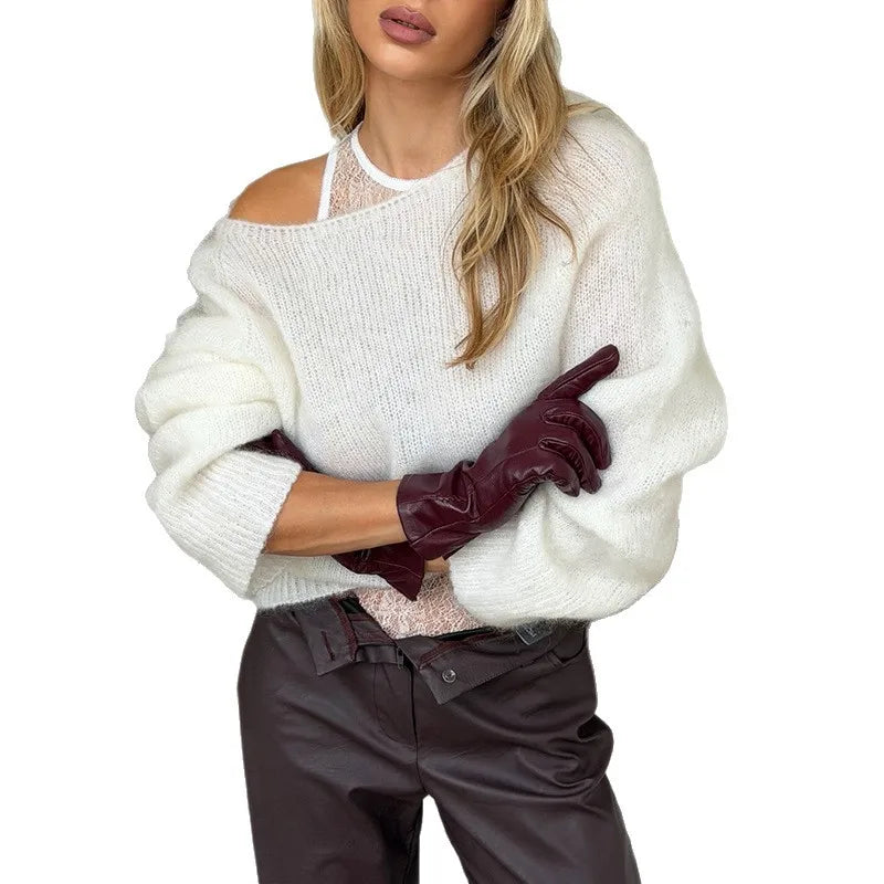 Women's Clothing 2025 Autumn New Item Sweet and Fresh Loose Round Neck Long Sleeved Knitted Sweater Top