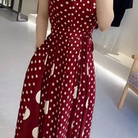 Women's clothing 2025 summer high-end  coffee break French formal settings red polka dot dress women