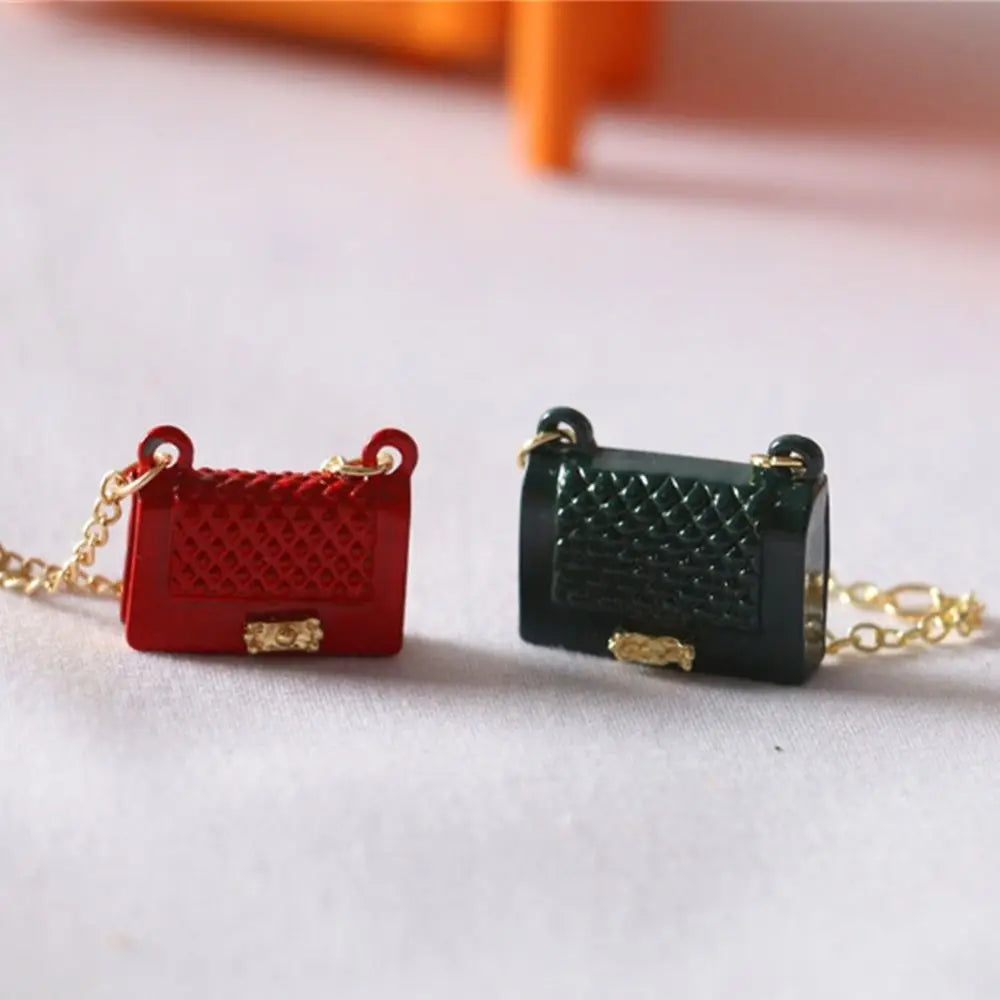 Fashion Miniature Bag For Doll Clothes  Accessories Chain Handbag Lady Leather Bag Purse Accessories Dollhouse Girls Gift Toys