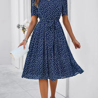 Women's Clothing 2025 Spring and Summer Temperament Casual Polka Dot Lace-up Printed Dress