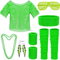 90s 80s Outfit Accessories 80s Costume Accessory Set 80s Clothing Typical Off Shoulder Mesh Shirt halloween costume accessories