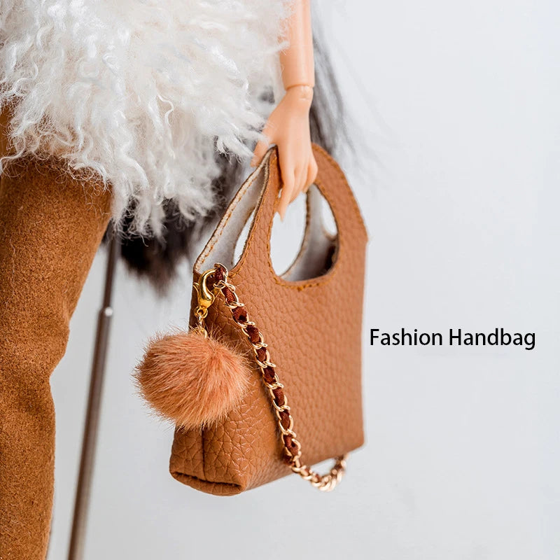 30cm FR Supermodel Clothes Accessories Winter Retro Jacket/Luxury Fur Fashion Classic Trench Coat Set For 1/6 Babi Doll Xianxian