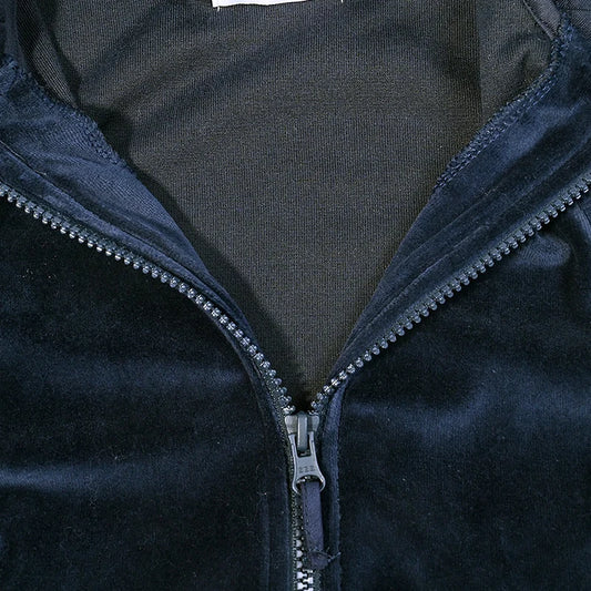 Childhood Clothing Boy/Girl School Vest Navy Velour Lining Hooded Outside Vest Front Zippers and Embroidered Heart Kids Tops
