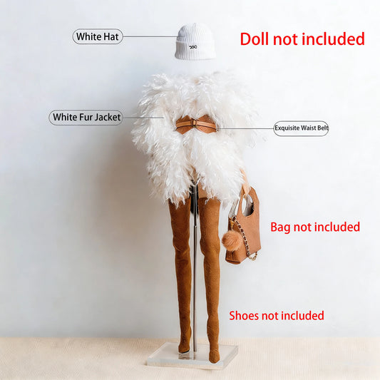 30cm FR Supermodel Clothes Accessories Winter Retro Jacket/Luxury Fur Fashion Classic Trench Coat Set For 1/6 Babi Doll Xianxian