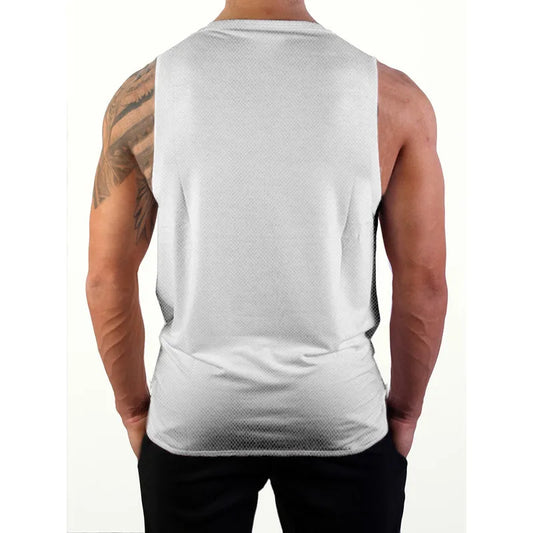Men's Gym Clothing DO THE WORK Printed Sports Quick Dry Bodybuilding Shirts Casual Breathable Mesh O-neck Muscle Fitness Vests