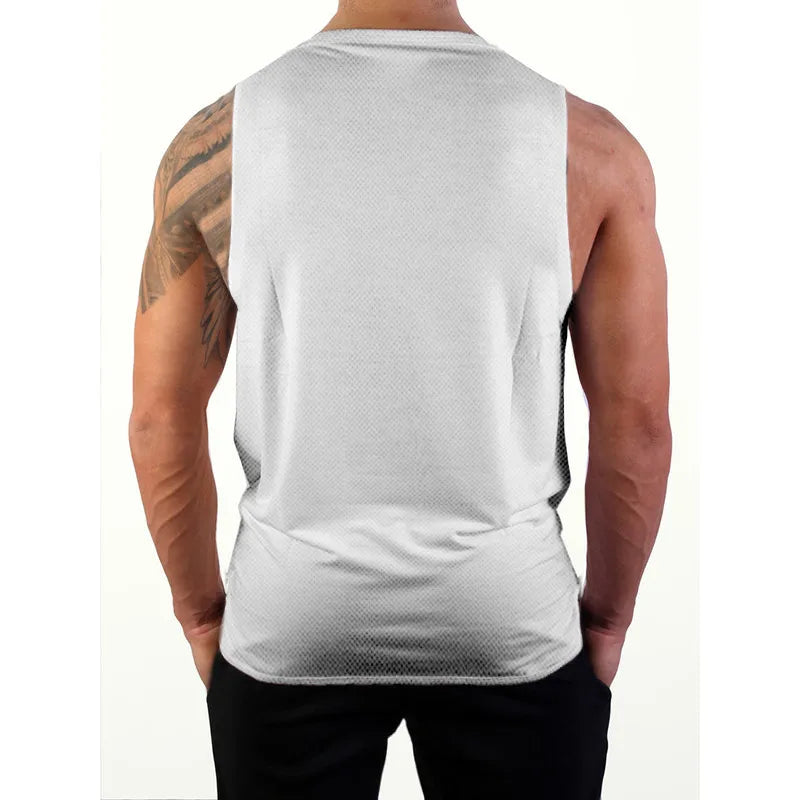 Men's Gym Clothing DO THE WORK Printed Sports Quick Dry Bodybuilding Shirts Casual Breathable Mesh O-neck Muscle Fitness Vests