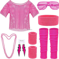 90s 80s Outfit Accessories 80s Costume Accessory Set 80s Clothing Typical Off Shoulder Mesh Shirt halloween costume accessories