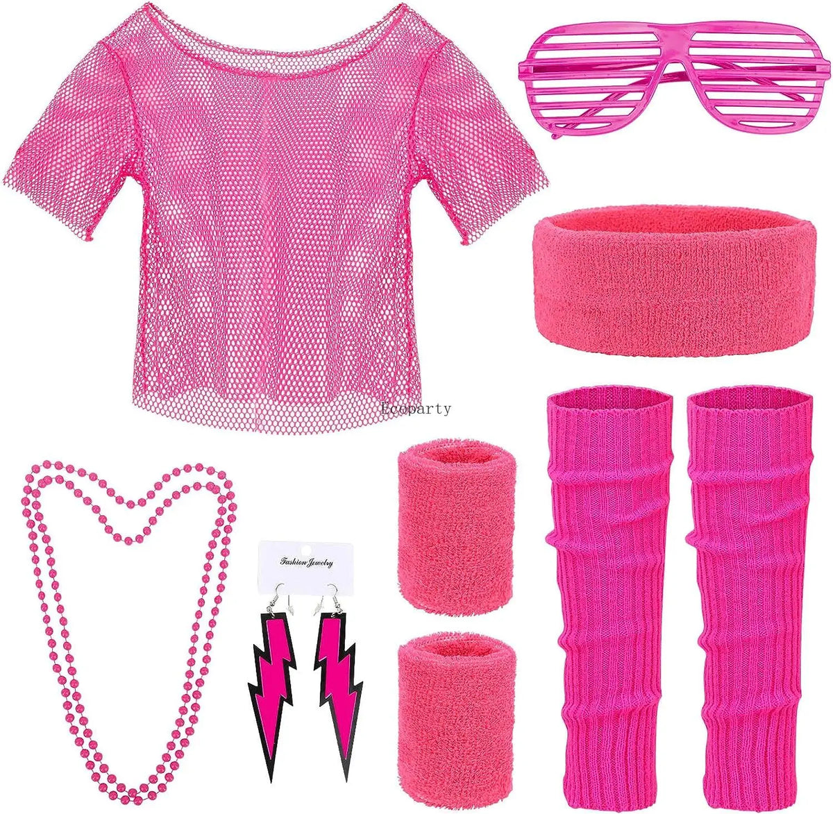 90s 80s Outfit Accessories 80s Costume Accessory Set 80s Clothing Typical Off Shoulder Mesh Shirt halloween costume accessories