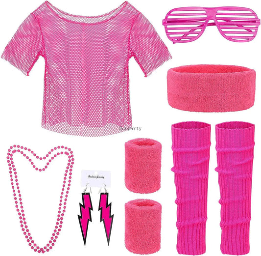 90s 80s Outfit Accessories 80s Costume Accessory Set 80s Clothing Typical Off Shoulder Mesh Shirt halloween costume accessories