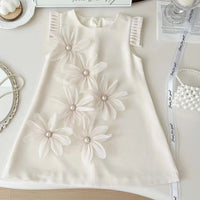 Children's Clothing Summer Casual Baby Girls Outfits Flower Vest Princess Dress For Toddler Kids Wedding Birthday Party Clothes