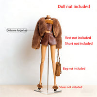 30cm FR Supermodel Clothes Accessories Winter Retro Jacket/Luxury Fur Fashion Classic Trench Coat Set For 1/6 Babi Doll Xianxian