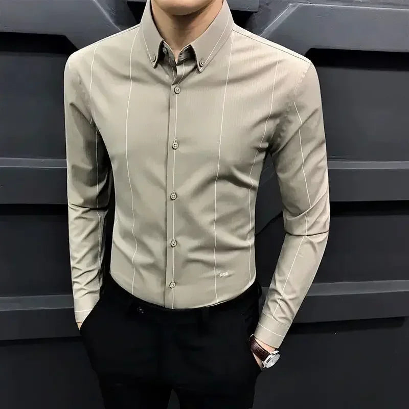 Man Tops Black Clothing Dress Shirt Shirts And Blouses For Men Business Long Sleeve New In Luxury Cotton High Quality Social Xxl