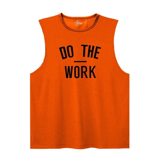 Men's Gym Clothing DO THE WORK Printed Sports Quick Dry Bodybuilding Shirts Casual Breathable Mesh O-neck Muscle Fitness Vests