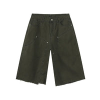 Men's Clothing | Tooling Logging Rough Edge Pure Cotton Loose and Simple Seven-point Denim Casual Pants