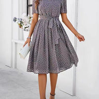 Women's Clothing 2025 Spring and Summer Temperament Casual Polka Dot Lace-up Printed Dress