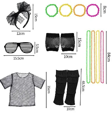 90s 80s Outfit Accessories 80s Costume Accessory Set 80s Clothing Typical Off Shoulder Mesh Shirt halloween costume accessories