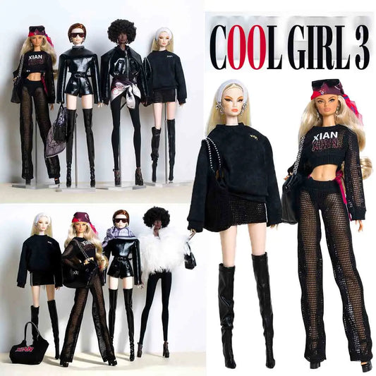 1/6 Doll Clothes Accessories Trendy Street Style Xianxian Supermodel COOL GIRL3 Cool Modern Girl Clothes For 30cm Babi Dress Up