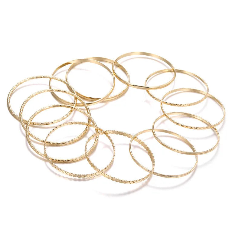 Fashion 12 A Set Of Bracelet Sets Decorative Accessories Hundred Match Bohemian Wind Multi-layer Alloy Bracelet Female Wholesale