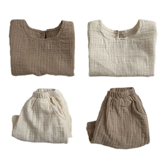 Children's Clothing Set 2025 New Summer Boy's Suit Comfortable Solid Color Top+Short CasualTwo-piece Suit.
