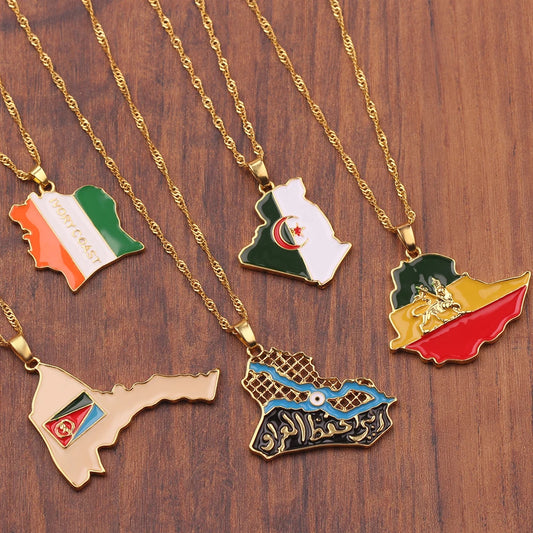Fashion Trend World Map Necklace Creative personality Pendant Jewelry for Women And Men Popular Accessory