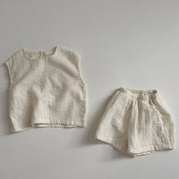 Children's Clothing Set 2025 New Summer Boy's Suit Comfortable Solid Color Top+Short CasualTwo-piece Suit.