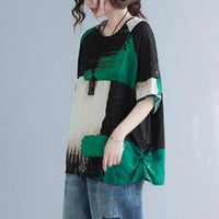 Women Clothing 2025 New Summer Clothing New Style Retro Loose Cotton Linen Short-sleeved T-shirt Top