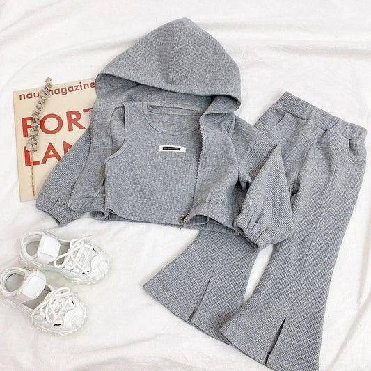 Children's Clothing Sets Hoodie+ Tank Top + Bell-bottoms 3Pcs Sets Kids Clothes Girls Baby Girl Outfit Set Kids Boutique Clothes